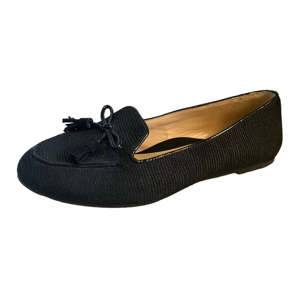 Nurture Gabbey Black Leather Flats Tassels